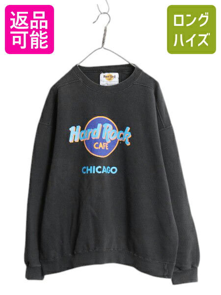 90s USA製 ハードロックカフェ アトランタ 刺繍 ヴィンテージ古着 90s USA製 ハードロックカフェ スウェット トレーナー L 赤 ロゴ