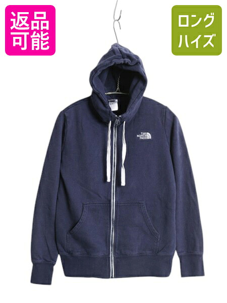 【4/18 ご愛顧感謝デーポイントUP!】 ノースフェイス フルジップ スウェット フード パーカー レディース M The North Face アウトドア トレーナー 裏起毛 ハイネック ネイビー| 古着 中古 ロゴ スエット スウェットパーカー ジップパーカー ロゴパーカー フードパーカー ジ