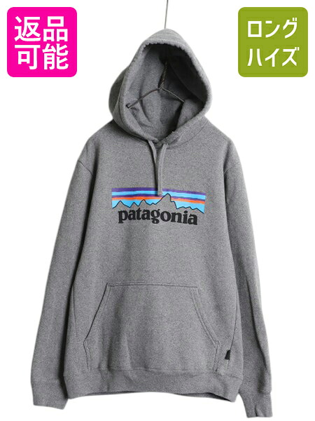 パタゴニア プリント スウェット フード パーカー メンズ М / 古着 21年製 トレーナー アウトドア プルオーバー 裏起毛 ヘビーウェイト 灰| 中古 PATAGONIA 厚手 スエット プリントパーカー ロゴパーカー フードパーカー アップライザル フィッツロイ グラフィック グレー