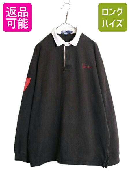 【個性派古着】ポロ　ラルフローレン ラガーシャツ　裏起毛　豪華刺繍入り　L 個性派古着】ポロ ラルフローレン ラガーシャツ 裏起毛 豪華刺繍