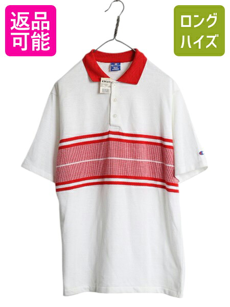 【7/24 400円OFFクーポン&times;P5倍】 デッドストック 80s USA製 チャンピオン 半袖 ポロシャツ メンズ L 新品 ヴィンテージ ボーダー 切替 半袖シャツ ツートン 目付き ボックス| 未使用 デッド 80's 80年代 アメリカ製 米国製 ビンテージ Champion 半袖ポロシャツ 半袖ポロ メ｜古着ヴィンテージショップLong his
