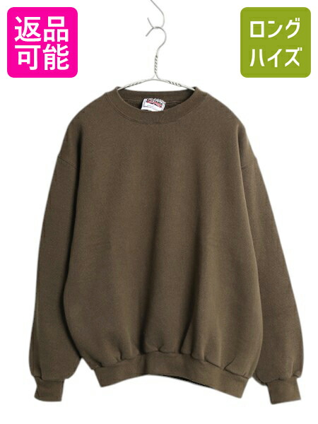 【4/12 24h限定777円OFFクーポン!】 90s USA製 リーバイス ブリタニア 無地 スウェット メンズ レディース M / 古着 オールド クルーネック ブランク トレーナー 裏起毛 カーキ| 中古 90's 90年代 アメリカ製 米国製 Levi's BRITTANIA ソリッド スエット スウェットシャツ