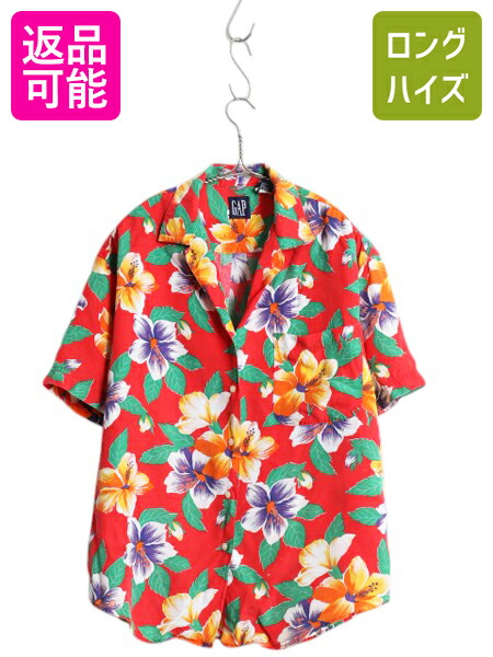 楽天市場】90s □ OLD GAP オープンカラー コットン アロハ