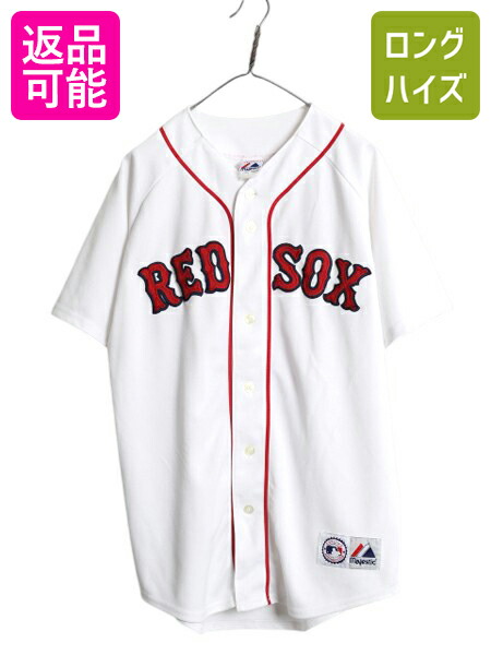 【4/12 24h限定777円OFFクーポン!】 レッドソックス ベースボール シャツ メンズ M / MLB オフィシャル マジェスティック 大リーグ ユニフォーム ゲームシャツ ジャージ 重ね着| 古着 中古 Majestic メジャーリーグ 野球 半袖シャツ ユニホーム ベースボールシャツ スポーツ