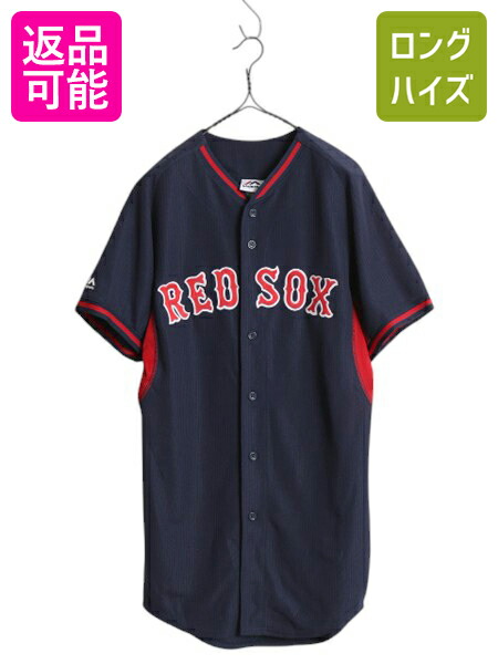 【4/12 24h限定777円OFFクーポン!】 レッドソックス ベースボール シャツ メンズ S / MLB オフィシャル マジェスティック 大リーグ ユニフォーム ゲームシャツ ジャージ 重ね着| 古着 中古 Majestic メジャーリーグ 野球 半袖シャツ ユニホーム ベースボールシャツ ゲームジ
