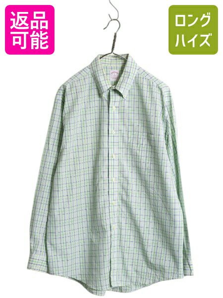 【4/8 最大半額セール×ポイント5倍】 ブルックスブラザーズ チェック 長袖 ボタンダウン シャツ メンズ L 古着 コットン 長袖シャツ ポケット付き BD ノーアイロン マルチカラー| 中古 Brooks Brothers 346 チェックシャツ ボタンダウンシャツ コットンシャツ カジュアルシ