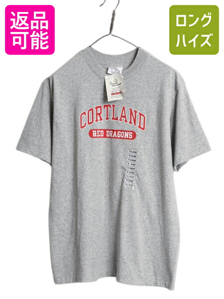 【4/8 最大半額セール×ポイント5倍】 デッドストック 90s USA製 2段 カレッジ プリント 半袖 Tシャツ キッズ XL メンズ M 程/ オールド シングルステッチ ヘビーウェイト グレー| 新品 未使用 デッド 90's 90年代 アメリカ製 半袖Tシャツ プリントTシャツ COTTON EXCAHNGE