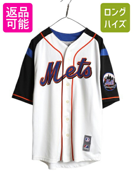 USA製 メッツ ベースボール シャツ メンズ L / MLB オフィシャル マジェスティック 大リーグ ユニフォーム ジャージ ゲームシャツ ブラック main image 1