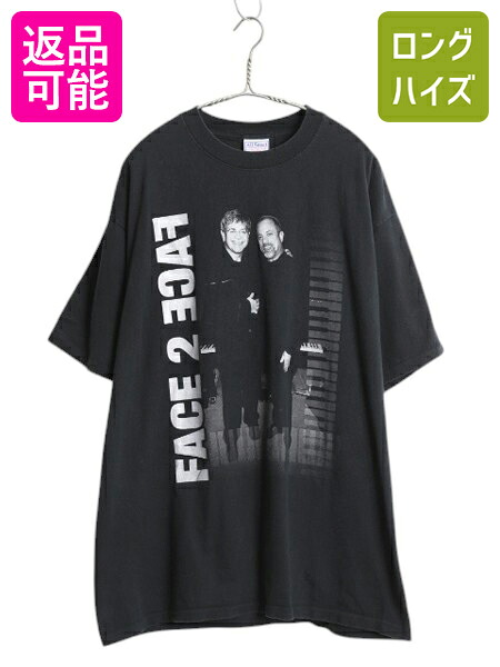 00s ビリージョエル x エルトンジョン ツアー プリント Tシャツ メンズ XL 古着 オールド オフィシャル 当時物 フォト シングルステッチ 黒| 中古 ブラック 00's 00年代 2002 ロック ALLSPORT 半袖Tシャツ プリントTシャツ フォトプリント バンドTシャツ ツアーT ロックT 黒T｜古着ヴィンテージショップLong his