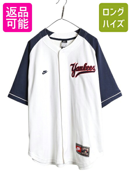 【4/12 24h限定777円OFFクーポン!】 ヤンキース ベースボール シャツ メンズ L MLB オフィシャル ナイキ スウッシュ 大リーグ ユニフォーム ゲームシャツ ジャージ 半袖シャツ | 中古 NIKE クーパーズタウン スウッシュ メジャーリーグ 野球 ジャージ 半袖シャツ 重ね着 ユ