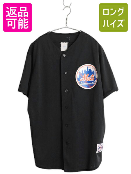 メッツ ベースボール シャツ メンズ M / MLB オフィシャル マジェスティック 大リーグ ユニフォーム ゲームシャツ 半袖シャツ ジャージ 黒 s-apd19y24n12z58e4.jpg