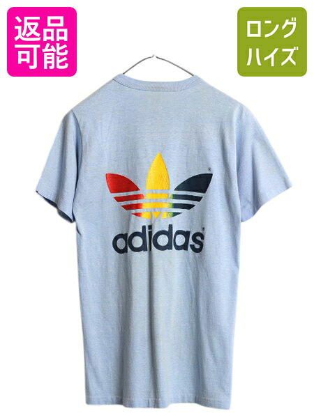 【7/30 24h限定777円OFFクーポン!】 80s USA製 アディダス レインボー トレフォイル 半袖 Tシャツ メンズ M 程 ヴィンテージ バックプリント グラフィック シングルステッチ 青| 古着 中古 80年代 ビンテージ adidas アメリカ製 米国製 半袖Tシャツ プリントTシャツ ロゴTシ｜古着ヴィンテージショップLong his