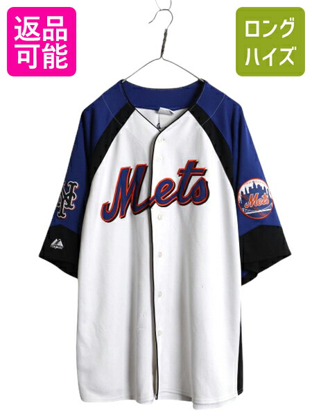 メッツ ベースボール シャツ メンズ L / MLB オフィシャル マジェスティック 大リーグ ユニフォーム ゲームシャツ 半袖シャツ ジャージ 白 main image 1
