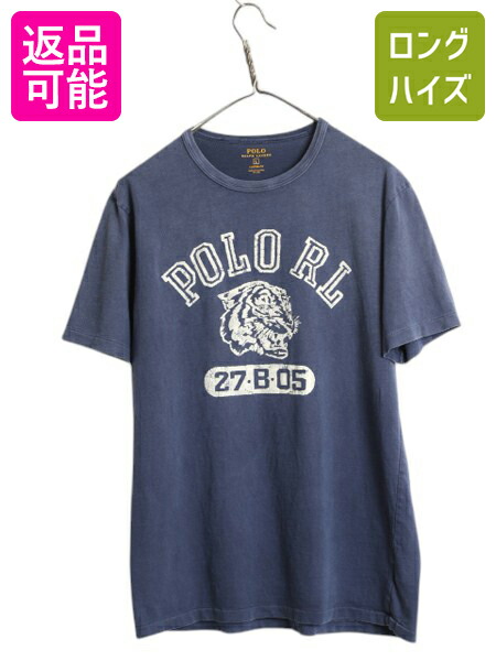 【4/8 最大半額セール×ポイント5倍】 ポロ ラルフローレン 3段 フロッキー プリント 半袖 Tシャツ メンズ L / ヴィンテージ モデル タイガー カットソー シングルステッチ 細身| 古着 中古 POLO RALPH LAUREN ビンテージ タイプ コットン 虎 クルーネック プリントTシャツ