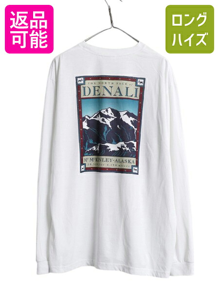 【4/8 最大半額セール×ポイント5倍】 90s USA製 ノースフェイス 両面 プリント 長袖 Tシャツ メンズ XL オールド アート イラスト グラフィック バックプリント 大きいサイズ 白| 古着 中古 90's 90年代 The North Face アメリカ製 アウトドア カットソー 長袖Tシャツ プリ 9,400円