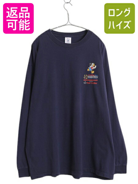 【4/8 最大半額セール×ポイント5倍】 90s USA製 ディズニー ドナルド プリント 長袖Tシャツ メンズ XL オールド ロンT フットロッカー 大きいサイズ キャラクター ロングTシャツ| 古着 中古 90’s 90年代 アメリカ製 限定 オフィシャル 企業 アシックス 長袖 Tシャツ プリ