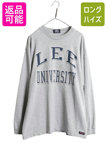 【4/8 最大半額セール×ポイント5倍】 90s USA製 カレッジ プリント 長袖 Tシャツ メンズ L オールド ジャンスポーツ ロンT ヘビーウェイト コットン カットソー ワンポイント 灰| 古着 中古 90年代 JANSPORT アメリカ製 長袖Tシャツ プリントTシャツ ロングTシャツ ロング