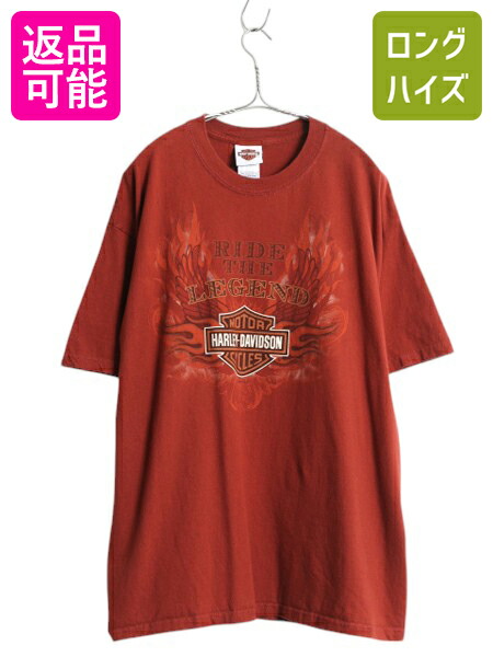 【4/8 最大半額セール×ポイント5倍】 USA製 ハーレー ダビットソン 両面 プリント Tシャツ メンズ XL / オフィシャル バイク ファイヤー グラフィック イラスト ヘビーウェイト| 古着 中古 大きいサイズ アメリカ製 米国製 HARLEY DAVIDSON バイカー バックプリント 半袖T