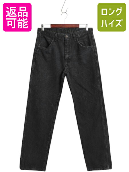 【4/9 最大半額セール×ポイント5倍】 ラスラー ブラック デニム パンツ メンズ 33 31 / ラングラー ジーンズ ジーパン ストレート テーパード ヘビーウェイト 黒 ジッパーフライ| 古着 中古 RUSTLER Wrangler 87619 Gパン デニムパンツ ブラックジーンズ ブラックデニム レ