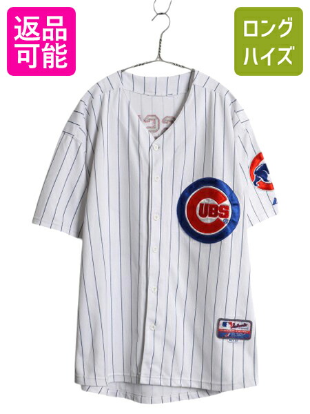 NIKE - カブス ベースボール シャツ メンズ M / 古着 MLB オフィシャル ナイキ スウッシュ 大リーグ ユニフォーム ゲームシャツ 半袖シャツ 重ね着 カブス ベースボール シャツ メンズ M / 古着 MLB オフィシャル