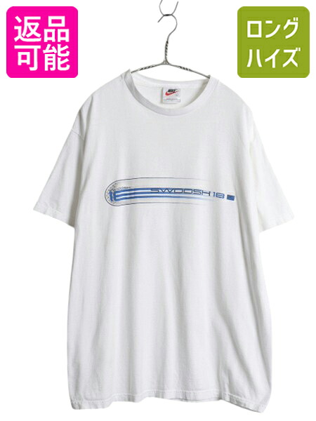 【4/8 最大半額セール×ポイント5倍】 90s USA製 ナイキ ゴルフ プリント 半袖 Tシャツ メンズ L / オールド 当時物 スウッシュ 18 ロゴ グラフィック カットソー ヘビーウェイト| 古着 中古 90’s 90年代 アメリカ製 米国製 NIKE GOLF スウォッシュ プリントTシャツ 半袖T
