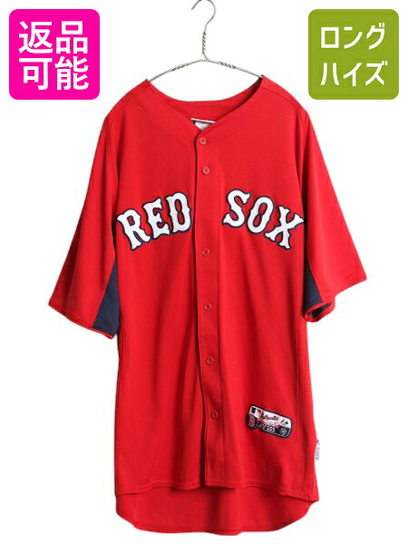 【4/12 24h限定777円OFFクーポン!】 レッドソックス ベースボール シャツ メンズ M / MLB オフィシャル マジェスティック 大リーグ ユニフォーム ゲームシャツ ジャージ 重ね着| 古着 中古 Majestic メジャーリーグ 野球 半袖シャツ ユニホーム ベースボールシャツ スポーツ