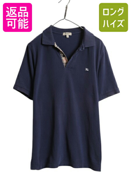 BURBERRY 半袖ポロシャツ L ネイビー BURBERRY - バーバリーズ 90s USA製 オールド ボーダー柄 半袖