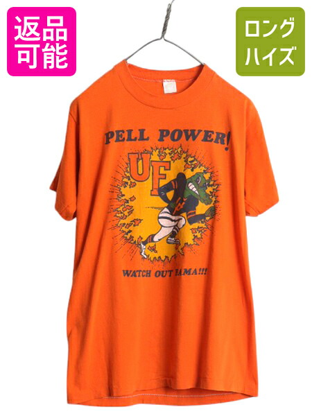 【4/14 25名様限定1000円OFFクーポン】 70s 80s USA製 カレッジ キャラクター イラスト プリント Tシャツ メンズ L 小さめ M 程 古着 ヴィンテージ シングルステッチ フットボール| 中古 70’s 80’s 70年代 80年代 ビンテージ アメリカ製 アニマル ワニ 半袖Tシャツ プリン
