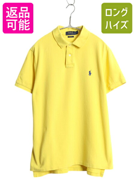 ポロ ラルフローレン 鹿の子 半袖 ポロシャツ メンズ L / 半袖シャツ コットン カットソー トップス ワンポイント 細身 シンプル イエロー| 古着 中古 POLO RALPH LAUREN 半袖ポロシャツ 半袖ポロ カノコ シャツ コットンシャツ ポニー刺繍 カジュアル トップス きれいめ 黄