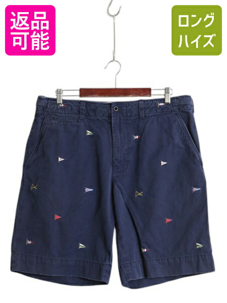【4/9 最大半額セール×ポイント5倍】 00s ポロ ラルフローレン 総柄 コットン チノ ショートパンツ メンズ 35 / 古着 オールド ヴィンテージ 加工 ショーツ フラッグ モノグラム| 中古 00年代 POLO RALPH LAUREN アーミー タイプ 短パン ノータック ハーフパンツ ショート 6,059円