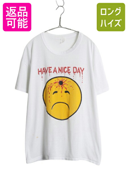 楽天市場】00s ☆ ぶち抜き スマイル イラスト プリント Tシャツ