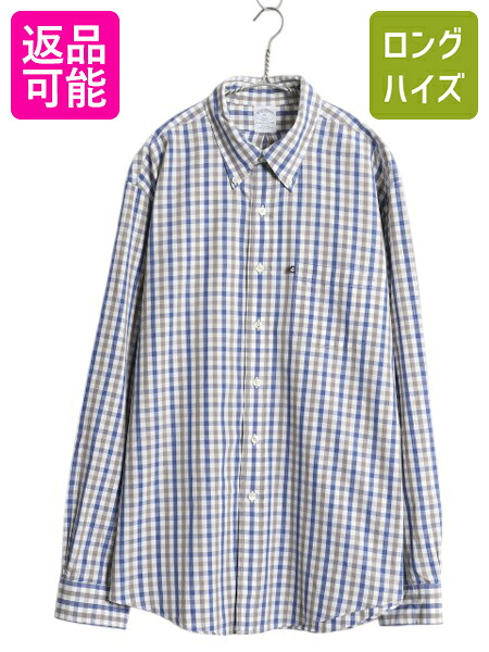 【4/8 最大半額セール×ポイント5倍】 ブルックスブラザーズ ギンガム チェック 長袖 ボタンダウン シャツ メンズ XL 長袖シャツ コットン 大きいサイズ マルチカラー ワイシャツ| 古着 中古 Brooks Brothers 346 チェックシャツ ボタンダウンシャツ コットンシャツ ポケッ