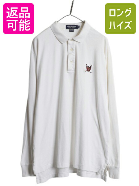 【4/20 777円OFFクーポン×最大8倍】 90s ポロゴルフ ラルフローレン 長袖 ポロシャツ メンズ XL / オールド ポロ スムース 長袖シャツ ワンポイント シンプル 大きいサイズ 白| 古着 中古 90年代 POLO GOLF RALPH LAUREN コットン 長袖ポロシャツ カジュアルシャツ コット