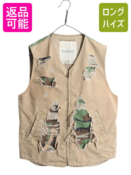 DENIM&SUPPLYラルフローレン ダメージ加工ミリタリーベスト