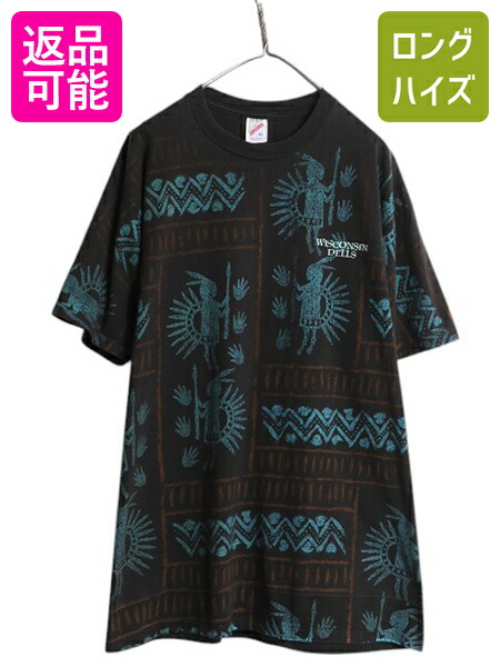 90s LANDS' END　USA製 ネイティブ シャツ　インディアン　総柄 90s LANDS' END USA製 ネイティブ シャツ インディアン 総柄