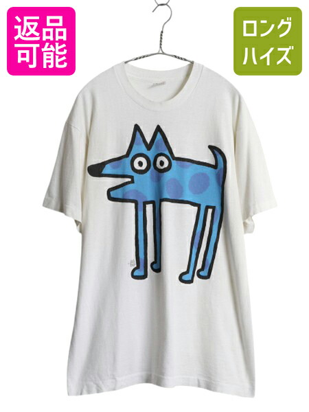 90s USA製 ポップ アート イラスト プリント Tシャツ メンズ L / 古着 オールド パロディ キャラクター グラフィック シングルステッチ 白| 中古 90’s 90年代 アメリカ製 アートTシャツ 半袖Tシャツ プリントTシャツ プリントT 白Tシャツ 白T クルーネック ヘビーウェイト