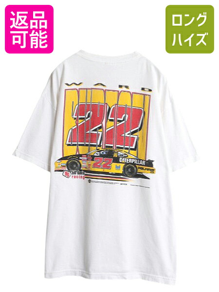 【4/8 最大半額セール×ポイント5倍】 00s USA製 ナスカー イラスト 両面 プリント Tシャツ メンズ XL オールド グラフィック モータースポーツ レース 企業 ポケT 大きいサイズ | 古着 中古 00’s 00年代 アメリカ製 NASCAR オフィシャル レーシング 半袖Tシャツ プリントT