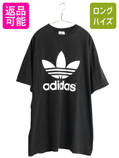 90s USA製 ヴィンテージ adidas トレフォイル 両面プリント ロンT 90s ビンテージ USA製【adidas】トレフォイルロゴ 両面プリント