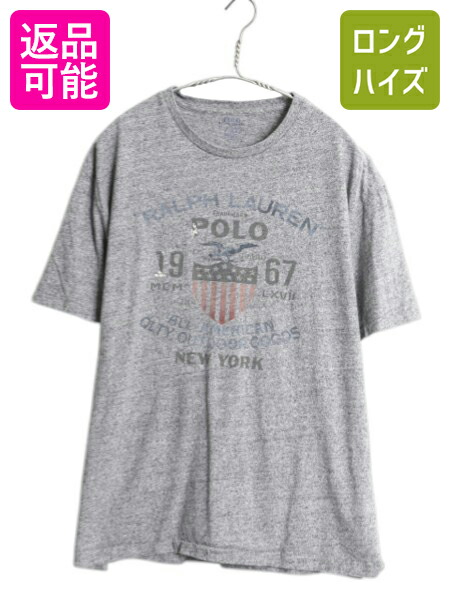 【4/18 ご愛顧感謝デーポイントUP!】 ポロ ラルフローレン 染込み プリント 半袖 Tシャツ メンズ L / 古着 カットソー シングルステッチ グラフィック イーグル 星条旗 ゆったり| 中古 POLO RALPH LAUREN アート イラスト コットン 半袖Tシャツ プリントTシャツ ロゴTシャツ