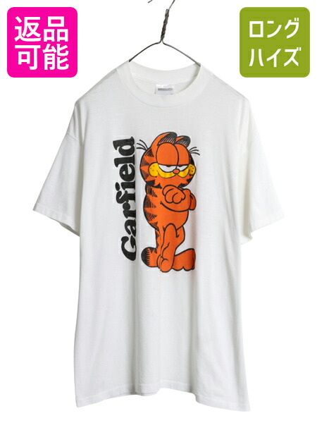 【4/8 最大半額セール×ポイント5倍】 90s USA製 ガーフィールド プリント 半袖 Tシャツ メンズ レディース XL / オールド キャラクター イラスト シングルステッチ 大きいサイズ| 古着 中古 90’s 90年代 アメリカ製 当時物 GARFIELD 半袖Tシャツ プリントTシャツ コットン