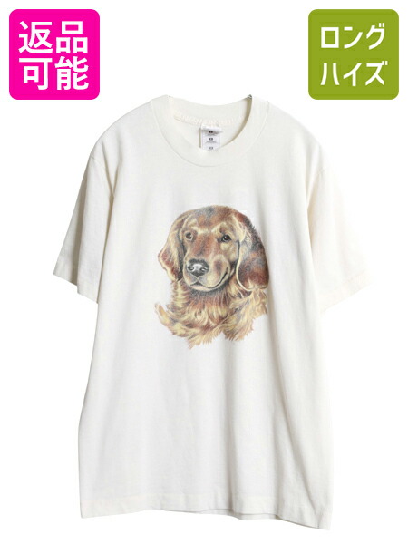 【4/8 最大半額セール×ポイント5倍】 90s ドッグ アート イラスト プリント Tシャツ メンズ レディース М / オールド アニマル 犬 グラフィック キャラクター シングルステッチ| 古着 中古 90’s 90年代 動物 イヌ 半袖Tシャツ プリントTシャツ アートTシャツ カットソー