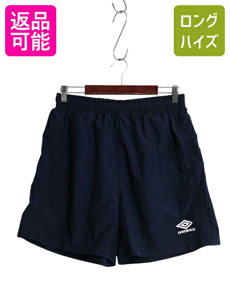 【4/18 ご愛顧感謝デーポイントUP!】 90s アンブロ ナイロン ショートパンツ メンズ L 古着 オールド イージ ショーツ 短パン ハーフパンツ ワンポイント トレーニング ネイビー| 中古 90年代 UMBRO ショート パンツ ゲームパンツ ナイロンパンツ ワンポイント ポケット付き