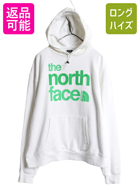 【4/18 ご愛顧感謝デーポイントUP!】 ノースフェイス プリント スウェット パーカー レディース L / 古着 フード ナイロン 切替 裏起毛 プルオーバー トレーナー アウトドア 白| 中古 The North Face スエット スウェットパーカー プリントパーカー フードパーカー ロゴパー