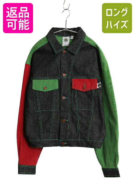 【7/23 400円OFFクーポン×ポイント5倍】 デッドストック USA製 クロスカラーズ クレイジーパターン デニム ジャケット M 新品 ジージャン トラッカー 3rd タイプ 短丈 ヒップホップ| 新古品 未使用品 アメリカ製 米国製 CROSS COLOURS デニムジャケット トラッカージャケッ|古着ヴィンテージショップLong his
