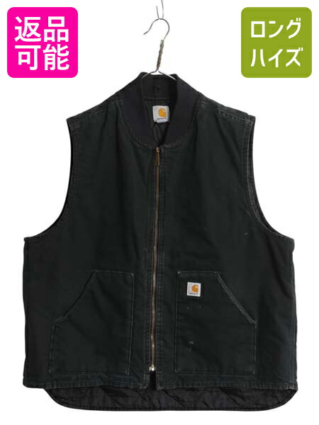 Carhartt ダックベスト　ジップアップ　チュニジア製　ブラック　古着　希少 Carhartt ダックベスト ジップアップ チュニジア製 ブラック