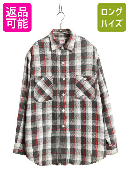 BIGMAC×セントジョンズベイ ヘビネル チェックシャツ オンブレ シャドー 90's ST JOHN'S BAY セントジョンズベイ ヘビーネルシャツ