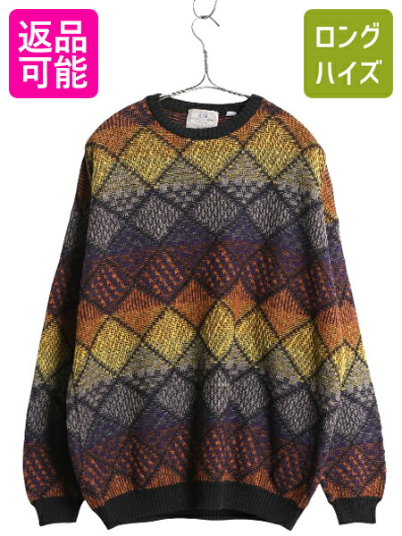 楽天市場】60s ビンテージ ☆ BRENTWOOD 総柄 Vネック ウール 長袖