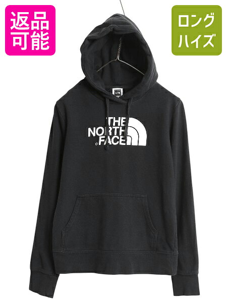ノースフェイス プリント スウェット フード パーカー レディース S / 古着 アウトドア プルオーバー トレーナー 裏起毛 シンプル ベージュ THE NORTH FACE - ノースフェイス プリント スウェット フード