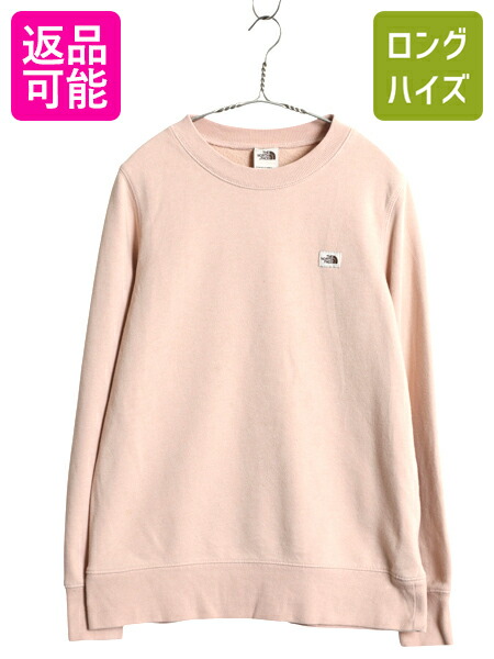 【4/12 24h限定777円OFFクーポン!】 ノースフェイス ワンポイント スウェット レディース M 茶タグ ワッペン 裏起毛 トレーナー アウトドア クルーネック シンプル 淡い ピンク| 中古 The North Face ロゴ スエット スウェットシャツ ロゴスウェット ロゴ刺繍 トップス カッ