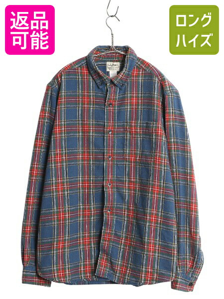 エルエルビーン チェック 長袖 ボタンダウン フランネル シャツ メンズ L 古着 長袖シャツ ネルシャツ コットン BD マルチカラー ゆったり main image 0